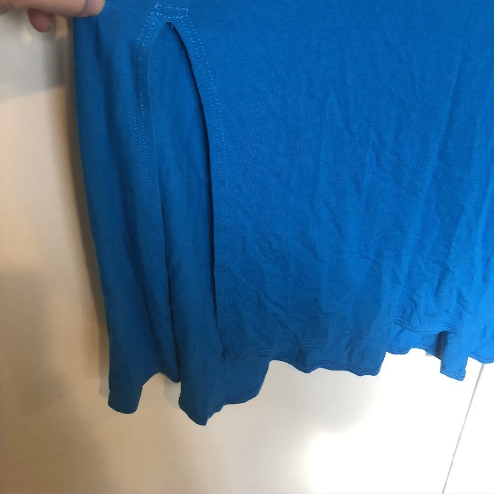 Eileen Fisher T-shirt Dress Tunic Blue Xs Long Sleeve Blue Teal Shift Viscose - Picture 3 of 8